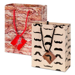 アクータメンツバッグ ひげ 髭 ベーコン ユニーク プレゼント 贈り物 包装 ラッピング 紙袋 袋...