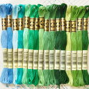 DMC社の刺繍糸　25番糸　グリーン系17色　豊富なカラーと使いやすい最高級の刺繍糸【メール便可】