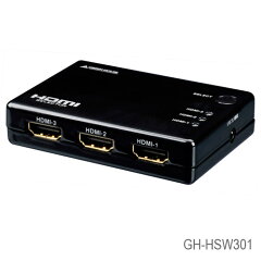 電池不要！3つのHDMI機器を切り替えて使用できる！3ポート搭載HDMIセレクタ【GH-HSW301】