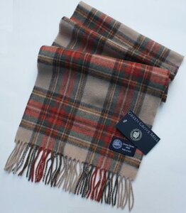 英国製・スコットランド製英国羊毛公社の保証する高品質ウールを使ったタータンチェックマフラ...