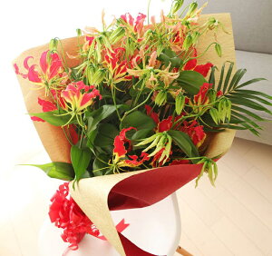 花束 プレゼント 女性 グロリオサ10本の 花束 フラワーギフト 還暦祝い 母 本州は 送料無…