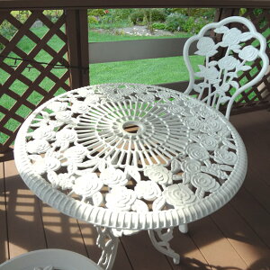 デザインファニチャーさわやかなホワイトのアイアンテーブル椅子セットアイアンテーブル椅子セ...