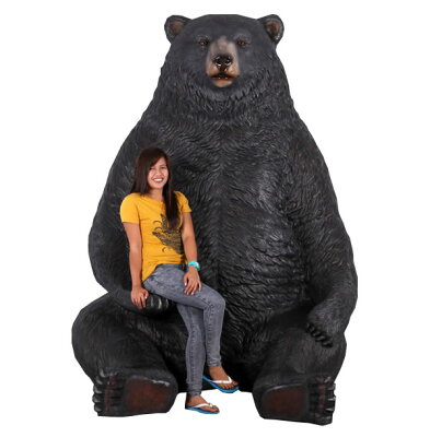 FRPアニマルオブジェ　(大型配送）巨大な黒クマ / Sitting Black Bear-Jumbo