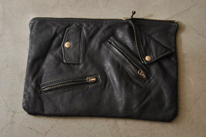 beautiful people ビューティフルピープル shrink leather clutch bag　クラッチバッグ　 col.b...