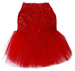 ★I See Spot/アイシースポット★Red Sequin Tulle Dress犬用ワンピース