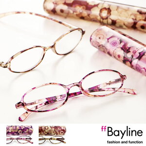 Bayline/ベイライン リーディンググラス(老眼鏡)★オーバル型フレームのフラワーアートデ…