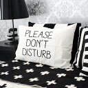 【Don't Disturb PRINT PILLOW COVER】北欧 モノトーン 白黒 シマシマ ストライプ ボーダー【白...