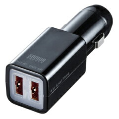 サンワサプライ USBカーチャージャー どっちもUSBタイプ ブラック CAR-CHR67UBK