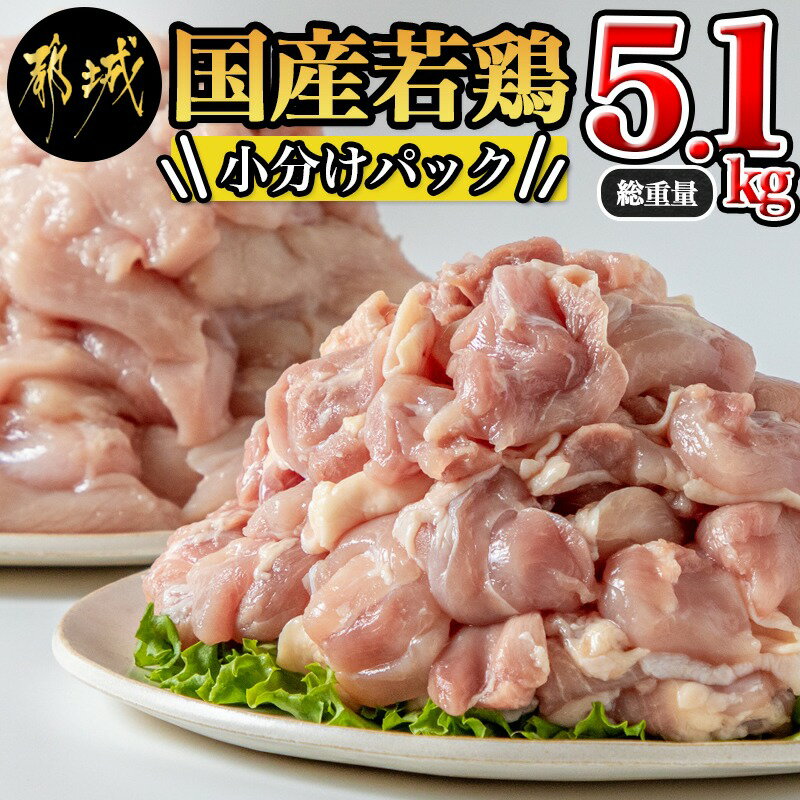国産若鶏5.1kg カット済み小分けパック モモ ムネ 計5.1kg