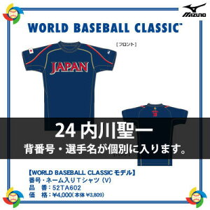 【MIZUNO】 ミズノ ネーム入りTシャツ(V) WORLD BASEBALL CLASSICモデル 52TA602 WSP　24番 内...