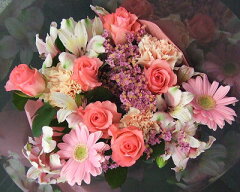 誕生日に花束 送料無料♪ピンク系フラワーは退職・出産祝い・プレゼントにも♪最新入荷花材おま...