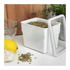 IKEA(イケア)TILLSLUTA乾燥食品用容器ふた付き/ホワイト15x11x12