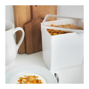 IKEA(イケア)TILLSLUTA乾燥食品用容器ふた付き/ホワイト23x16x23