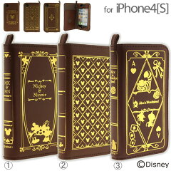 [iPhone4S/4専用]ディズニーキャラクター/Old Book Case for iPhone4/4s【レザー/本革】【洋書...