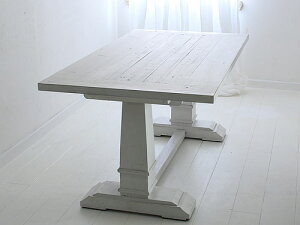 ダイニングテーブル2本脚 ホワイト色 アンティーク仕上げ0132-dt-541914