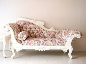 プリンセス家具■カウチソファ■W170cm■ホワイト■薔薇柄